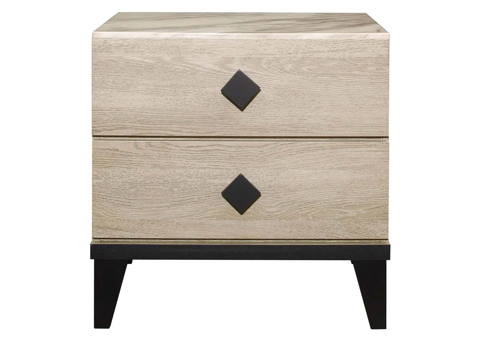 Karren 2-Drawer Nightstand in 2-Tone Finish (Cream and Black) by Homelegance