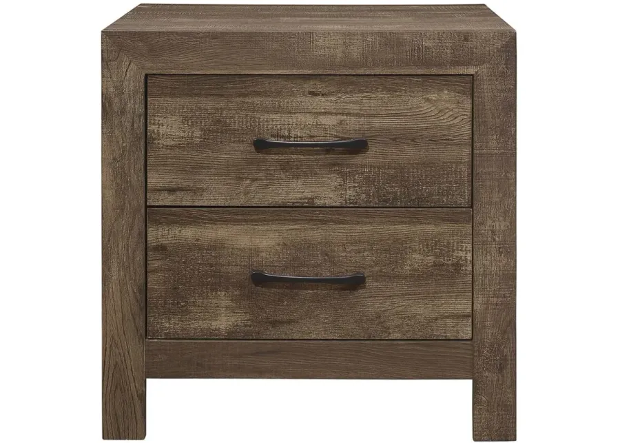 Bijou 2-Drawer Nightstand in Rustic Brown by Homelegance