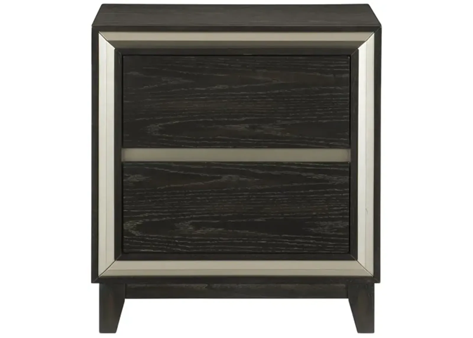 Charlie Nightstand in 2-Tone Finish: Ebony and Silver by Homelegance