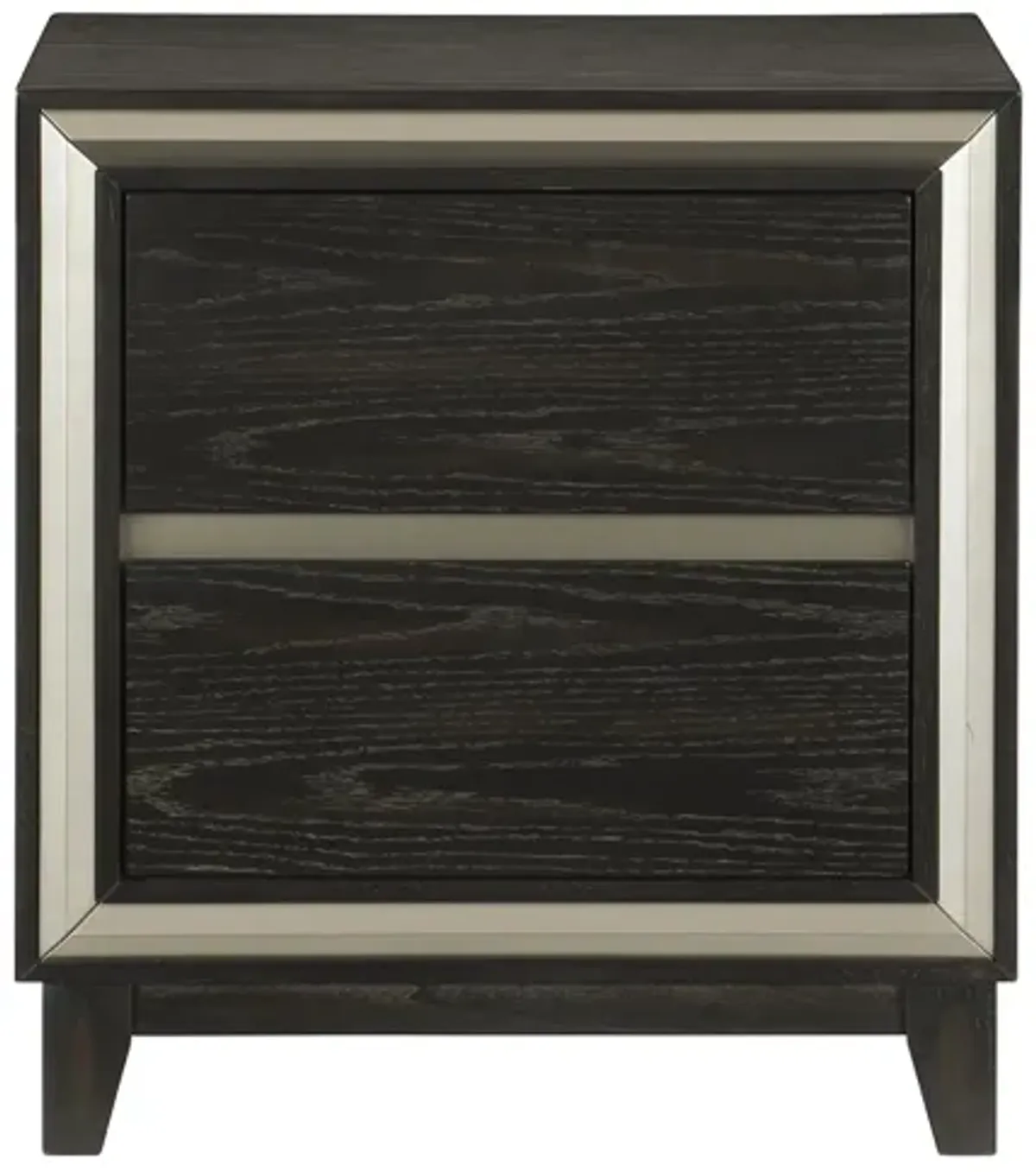 Charlie Nightstand in 2-Tone Finish: Ebony and Silver by Homelegance