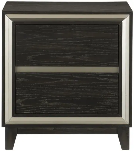 Charlie Nightstand in 2-Tone Finish: Ebony and Silver by Homelegance