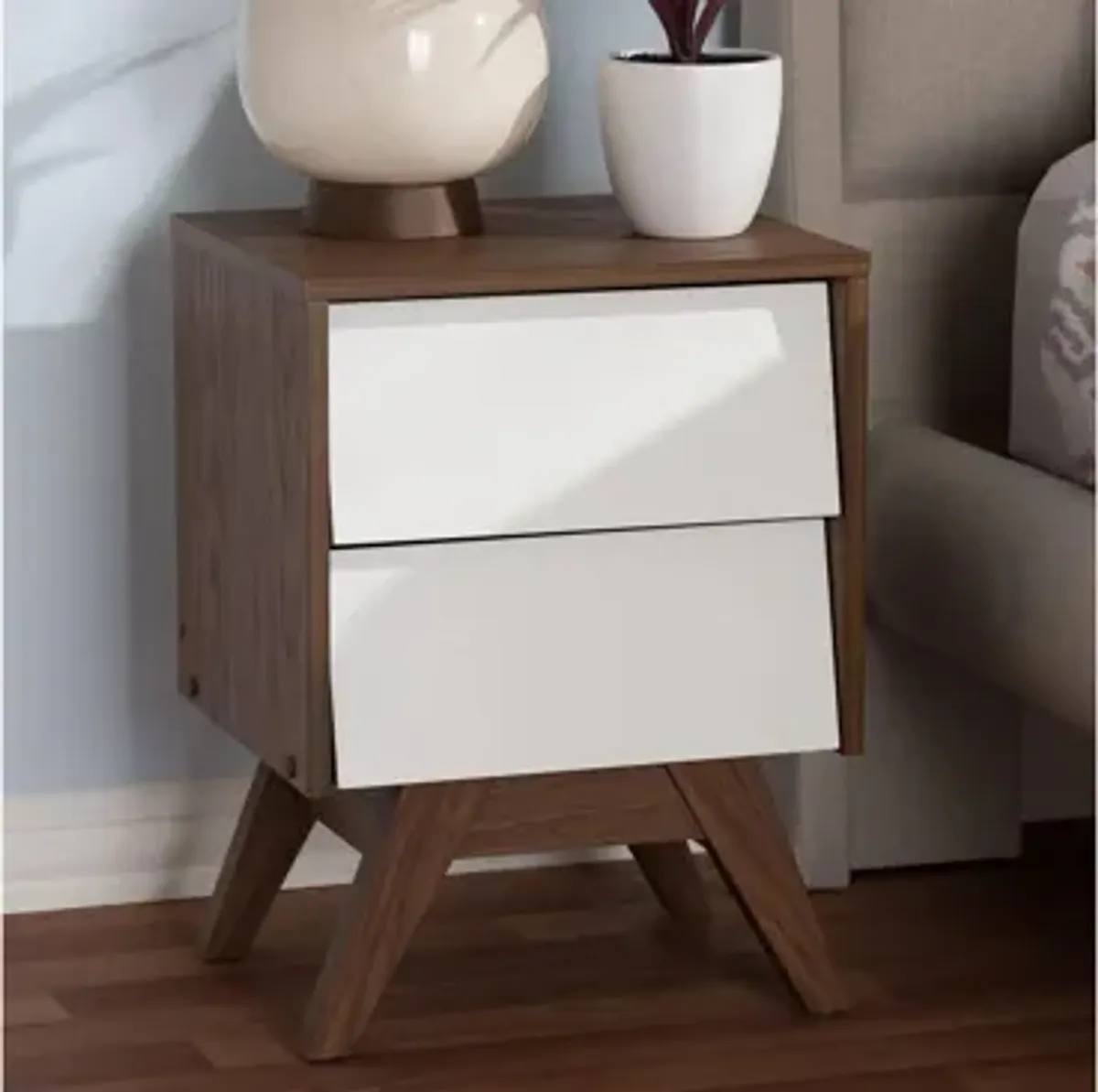 Hildon Wood 2-Drawer Storage Nightstand