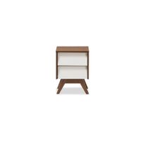 Hildon Wood 2-Drawer Storage Nightstand in White/"Walnut" Brown by Wholesale Interiors