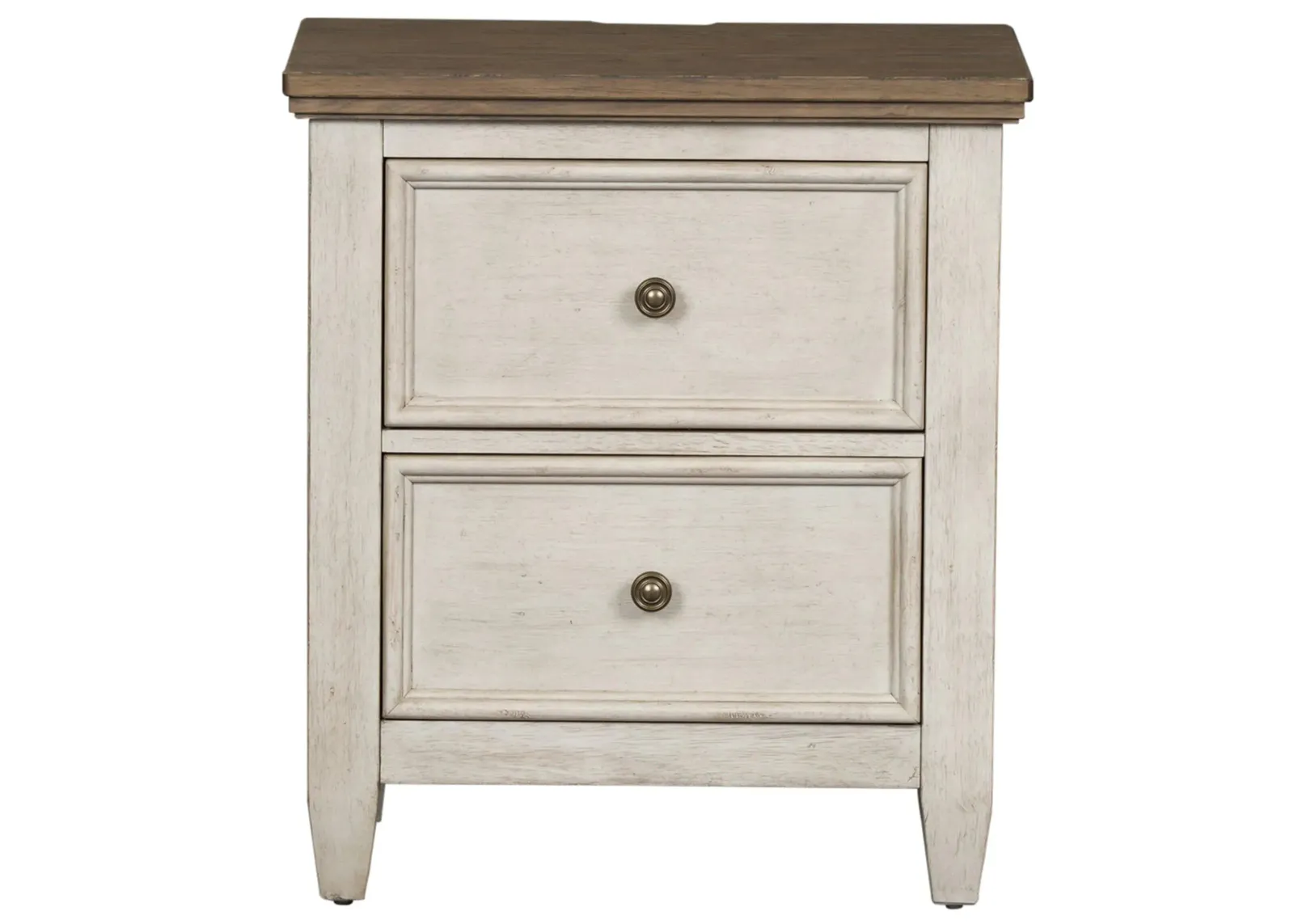 Magnolia Park Nightstand w/Charging Station in Antique White with Tobacco Top by Liberty Furniture