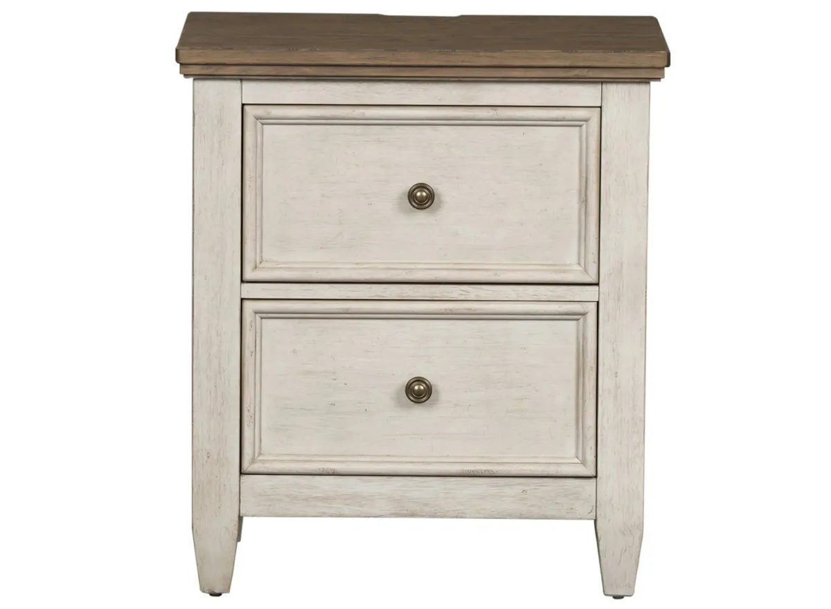 Magnolia Park Nightstand w/Charging Station in Antique White with Tobacco Top by Liberty Furniture