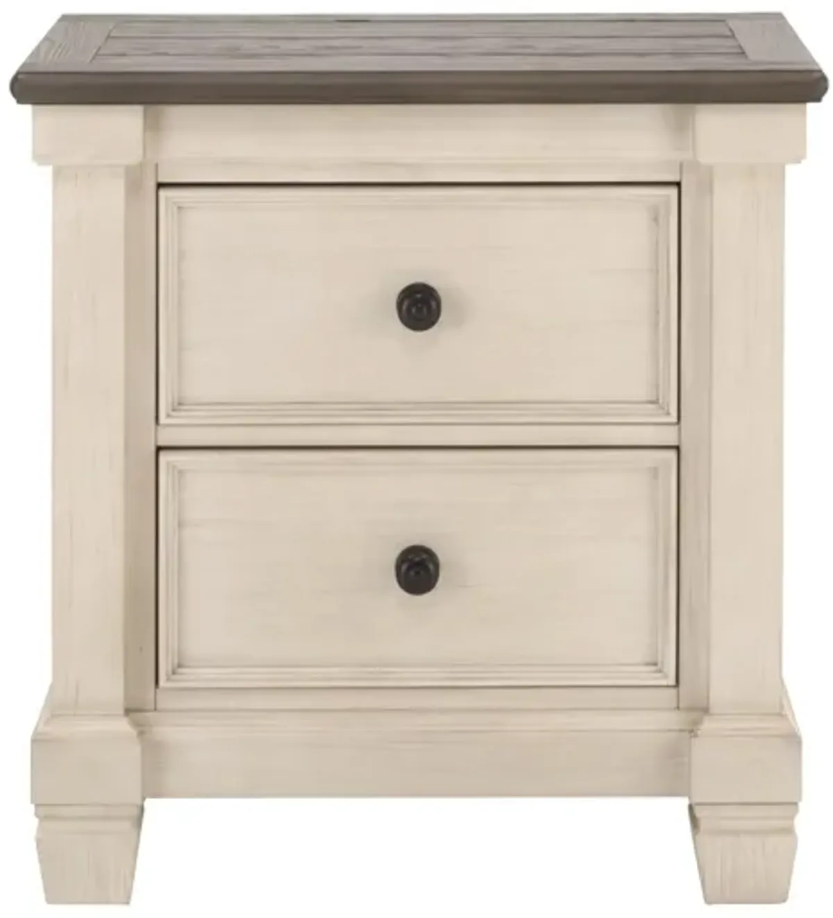 Andover Bedroom Nightstand in Antique White/Brown Gray by Bellanest