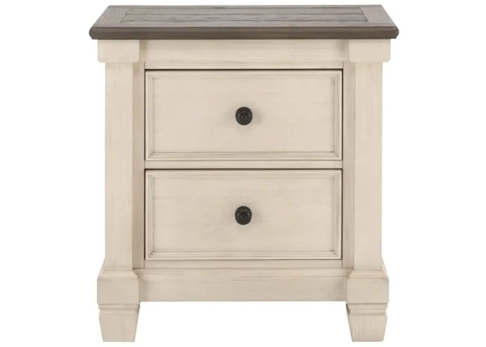 Andover Bedroom Nightstand in Antique White/Brown Gray by Bellanest