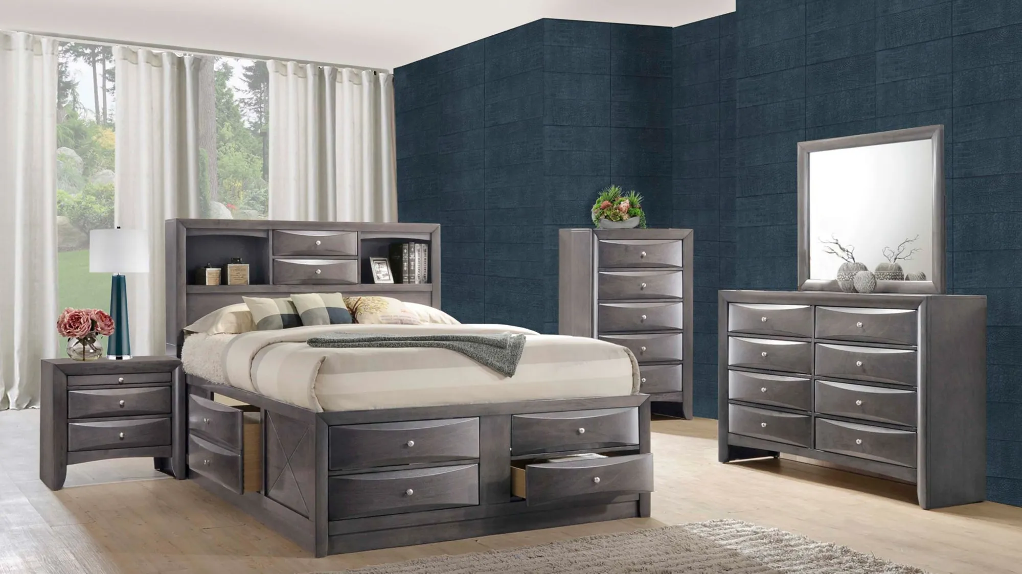 Madison 2 Drawer Nightstand in Gray by Elements International Group