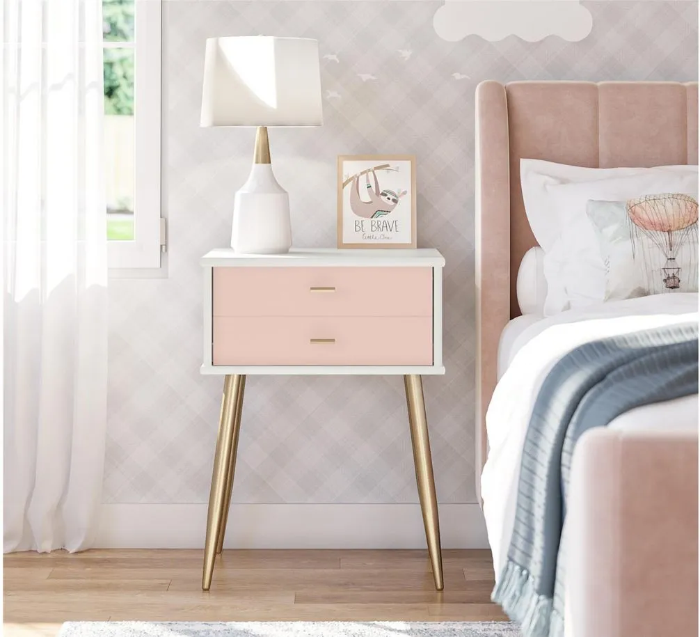 Valentina Nightstand in Pale Pink by DOREL HOME FURNISHINGS