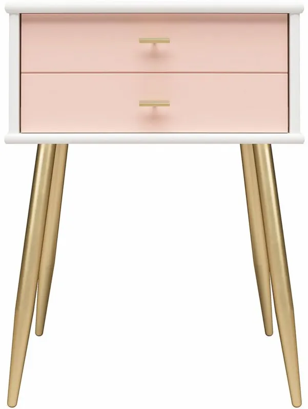 Valentina Nightstand in Pale Pink by DOREL HOME FURNISHINGS