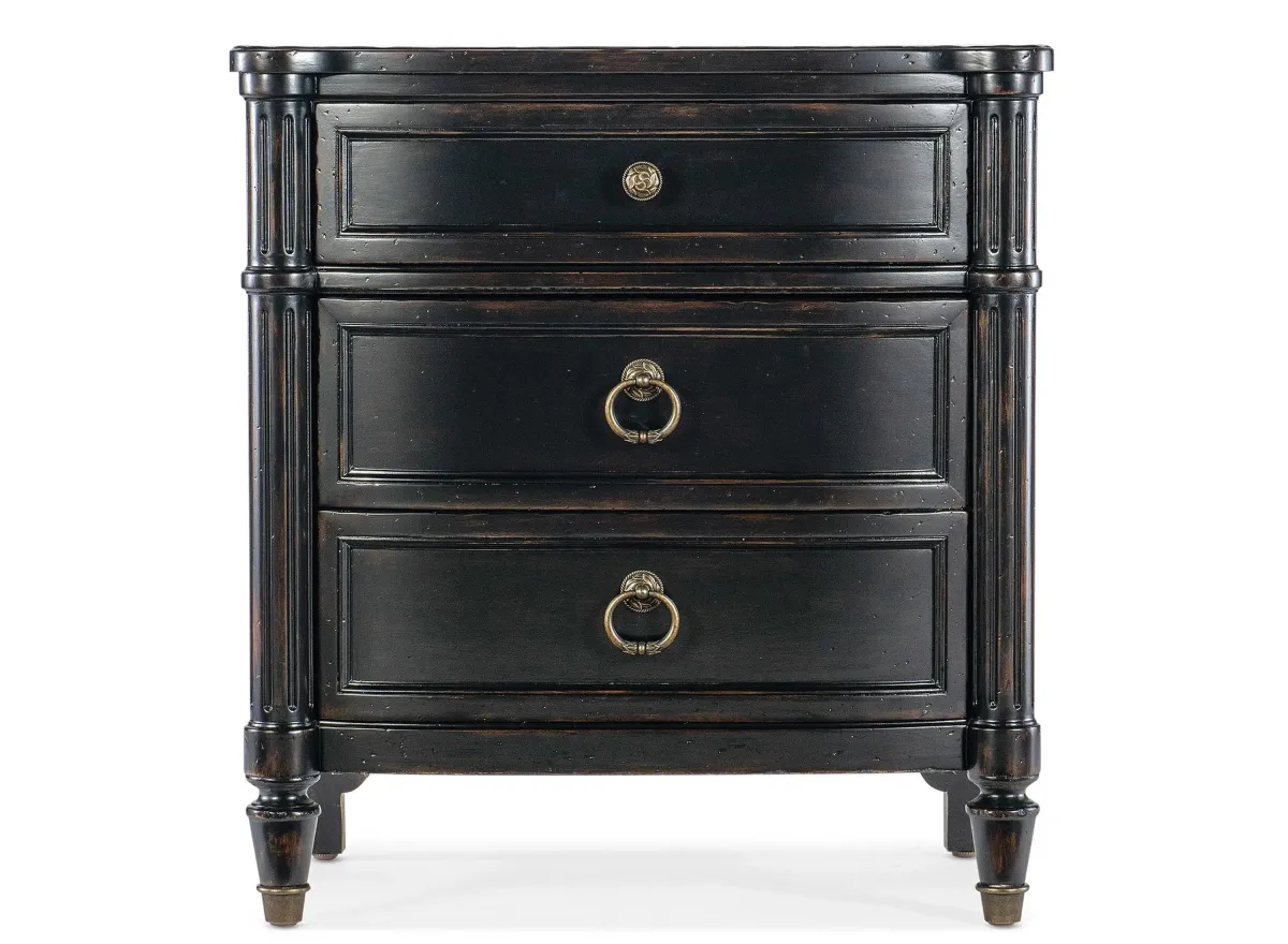 Charleston Three-Drawer Nightstand in Black Cherry by Hooker Furniture