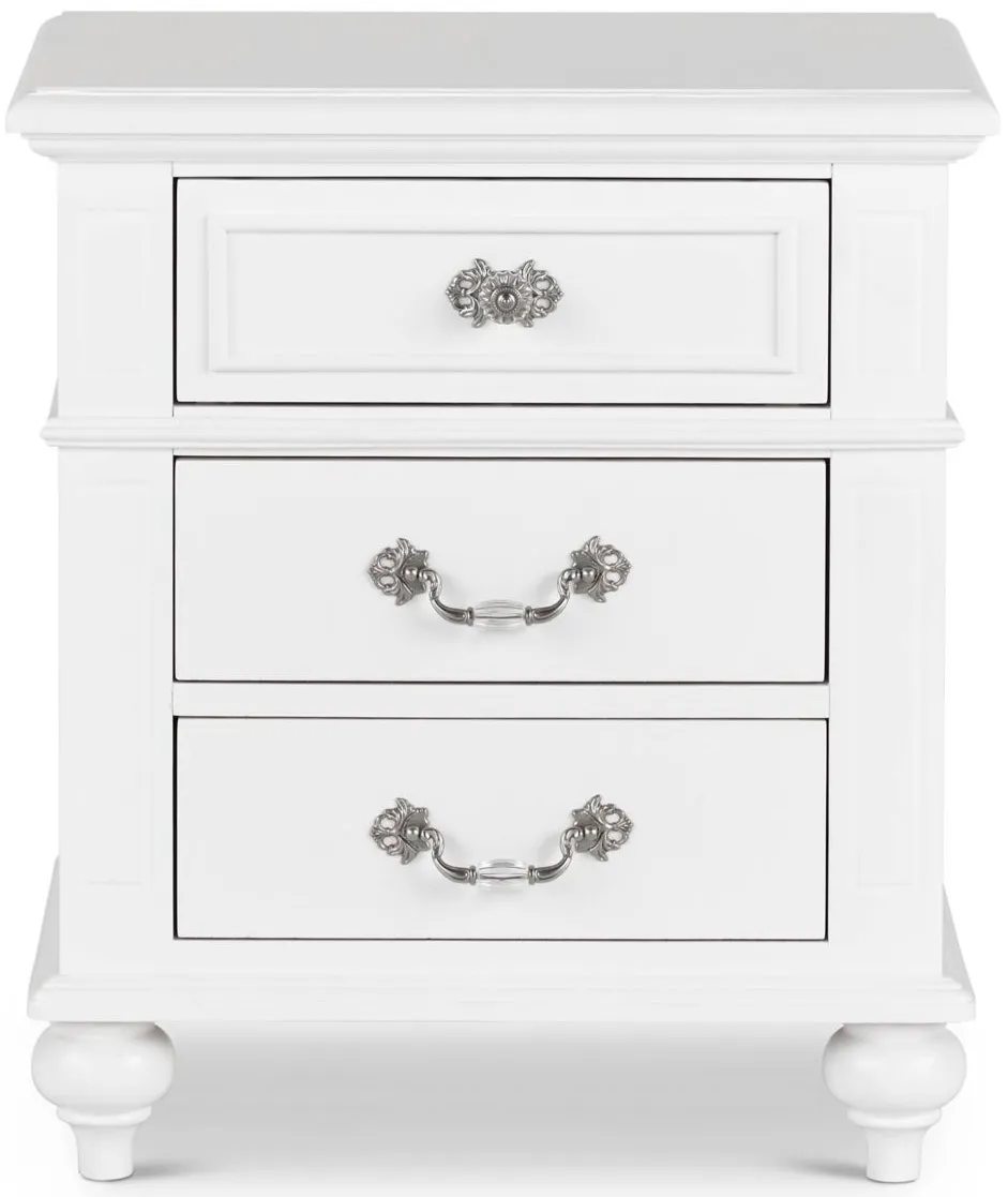 Annie 3 Drawer Nightstand in White by Elements International Group