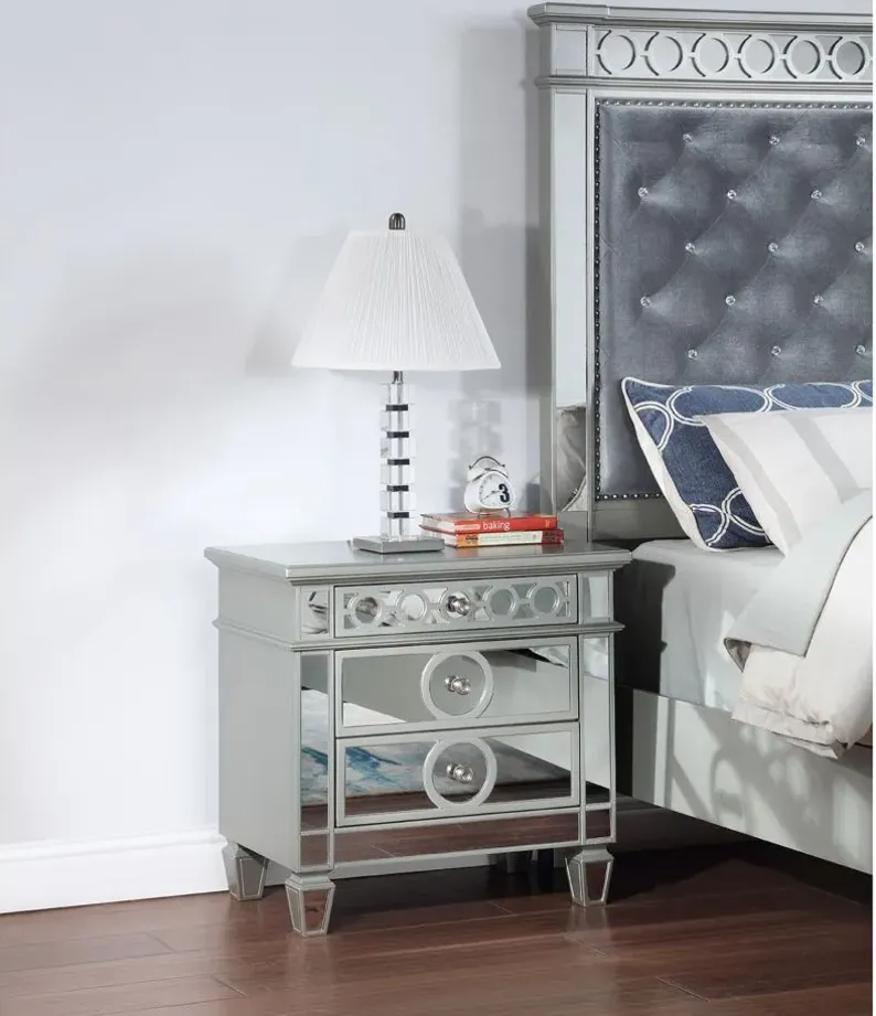 Geneva Nightstand in Silver/Mirror by Glory Furniture