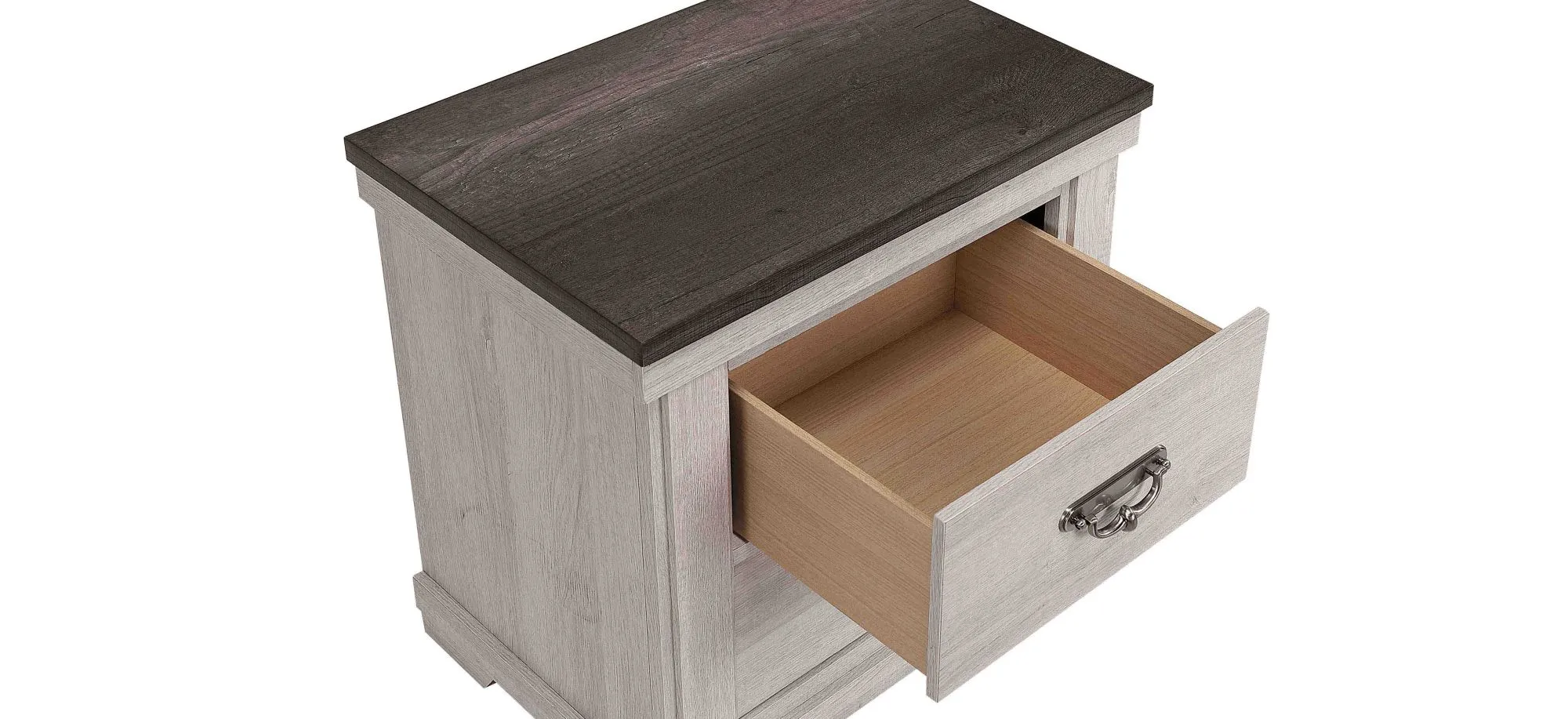 Leighton 2 Drawer Night Stand in Vintage Linen & Rustic Grey by Crown Mark