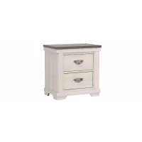Leighton 2 Drawer Night Stand in Vintage Linen & Rustic Grey by Crown Mark
