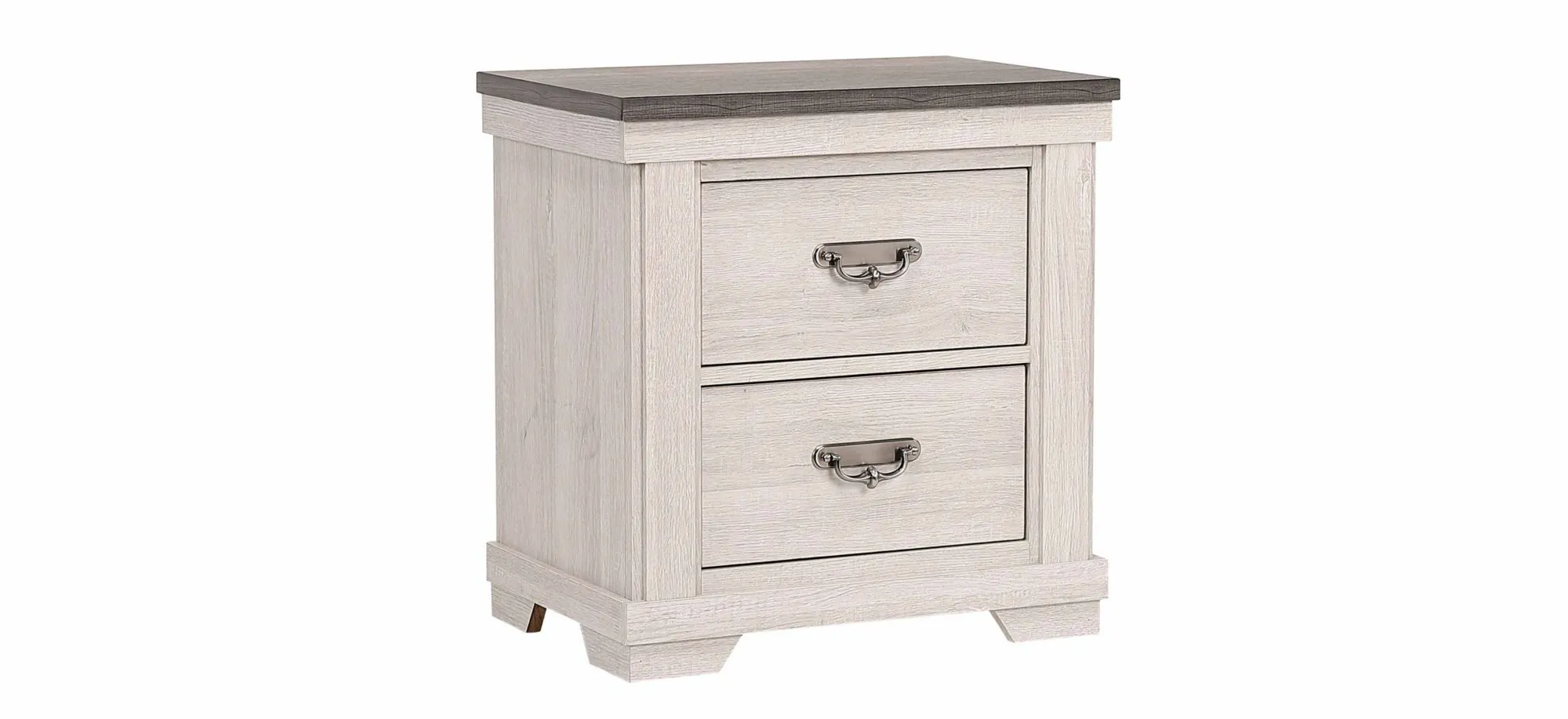 Leighton 2 Drawer Night Stand in Vintage Linen & Rustic Grey by Crown Mark