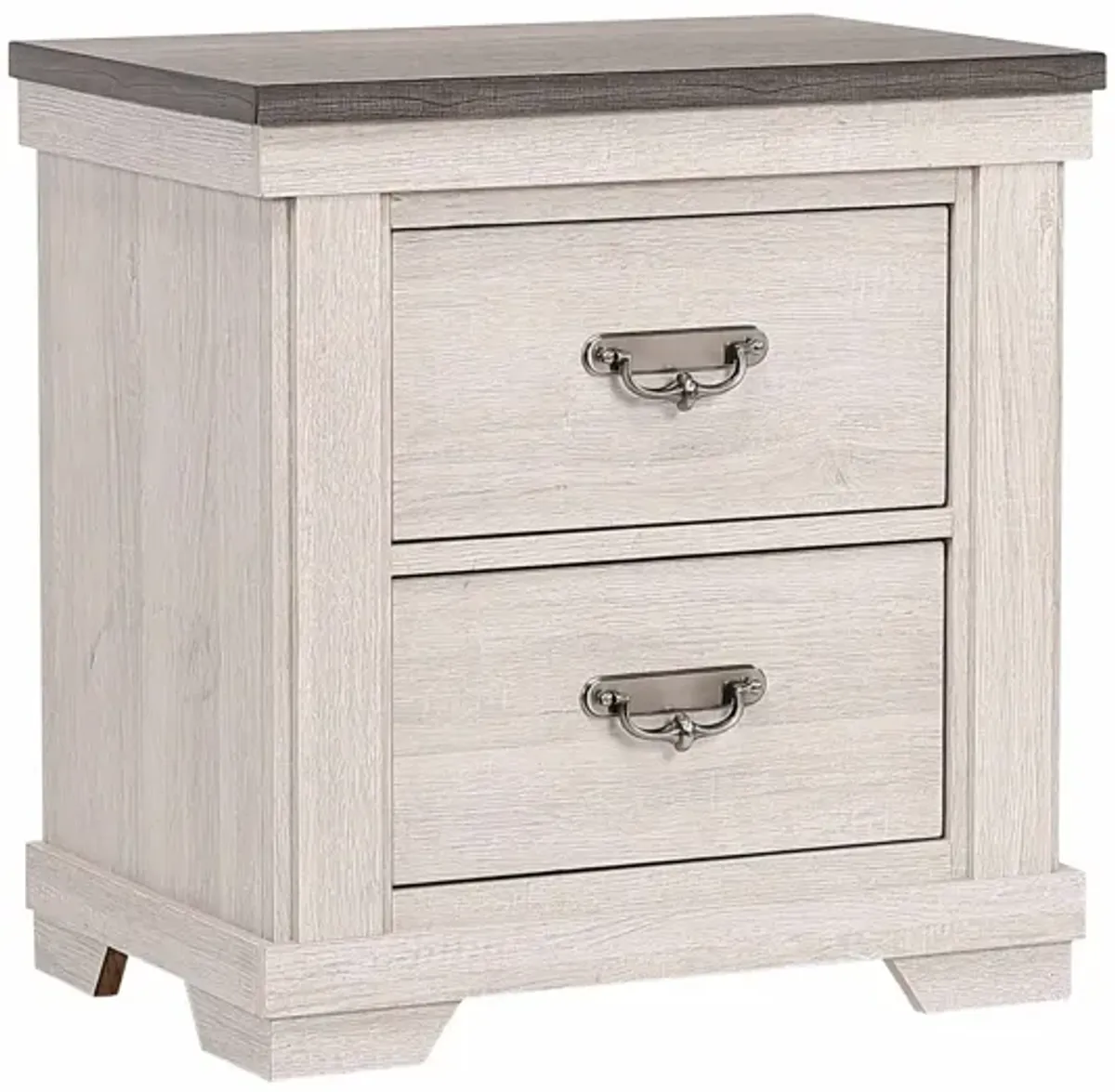 Leighton 2 Drawer Night Stand in Vintage Linen & Rustic Grey by Crown Mark