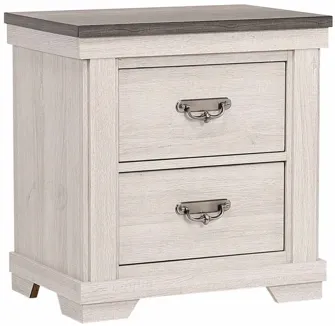 Leighton 2 Drawer Night Stand in Vintage Linen & Rustic Grey by Crown Mark