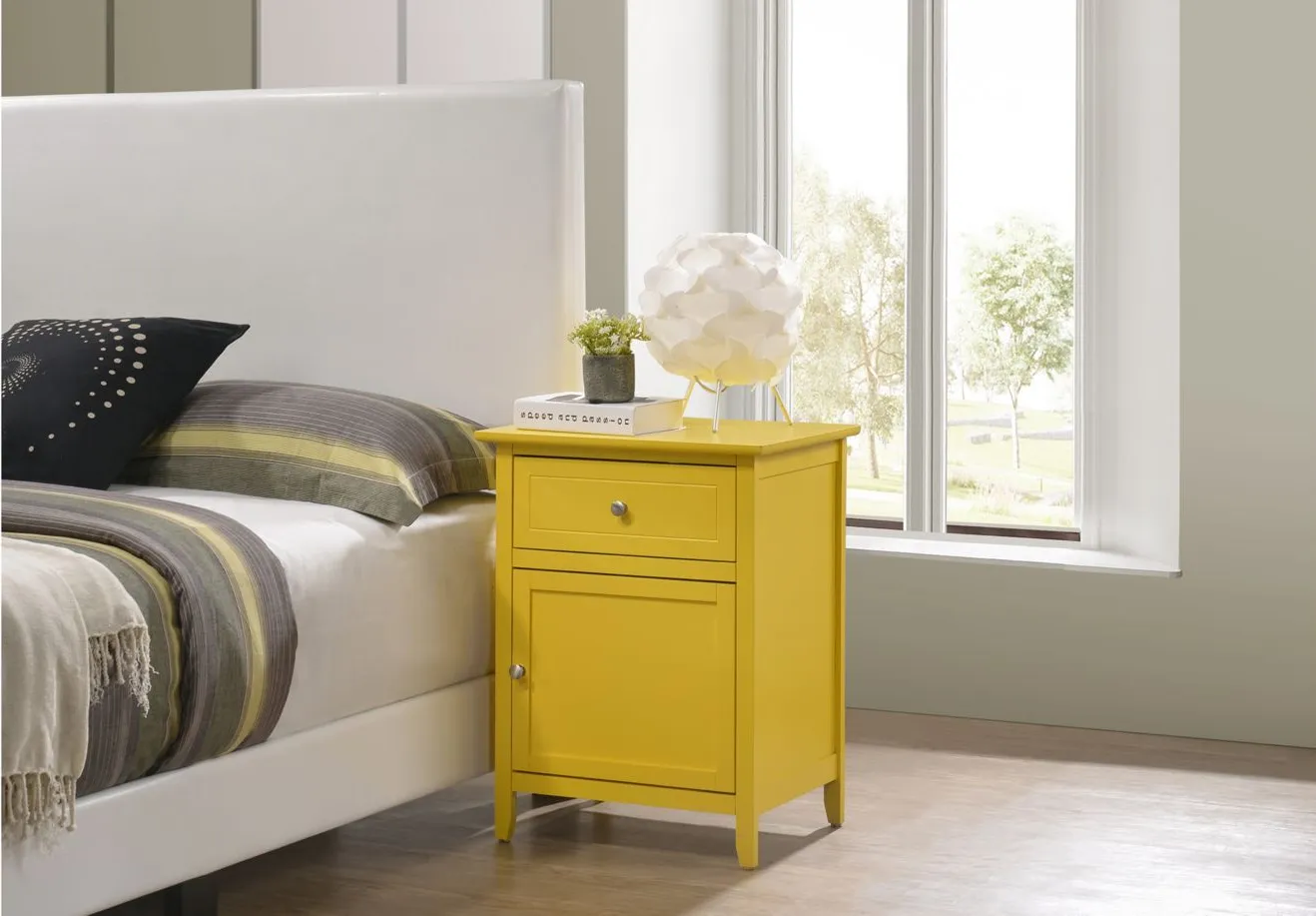 Izzy Bedroom Nightstand in Yellow by Glory Furniture