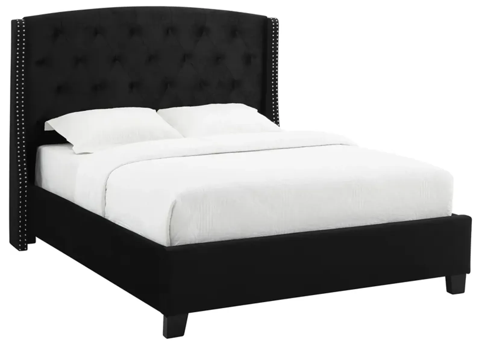 Eva Tufted Upholstered Bed in Black by Crown Mark