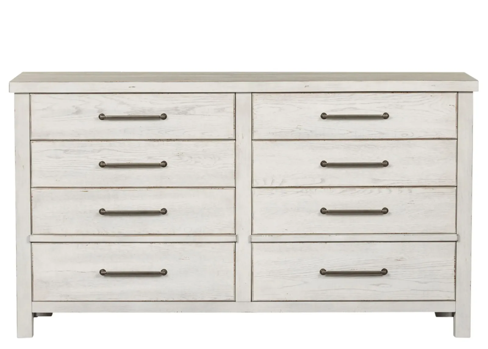 Modern Farmhouse 8-drawer Dresser in Flea Market White with Heavy Distressing by Liberty Furniture