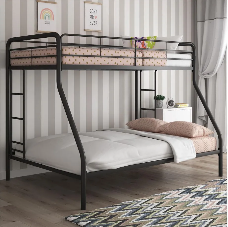 Dusty Twin over Full Metal Bed with Ladders in Black by DOREL HOME FURNISHINGS