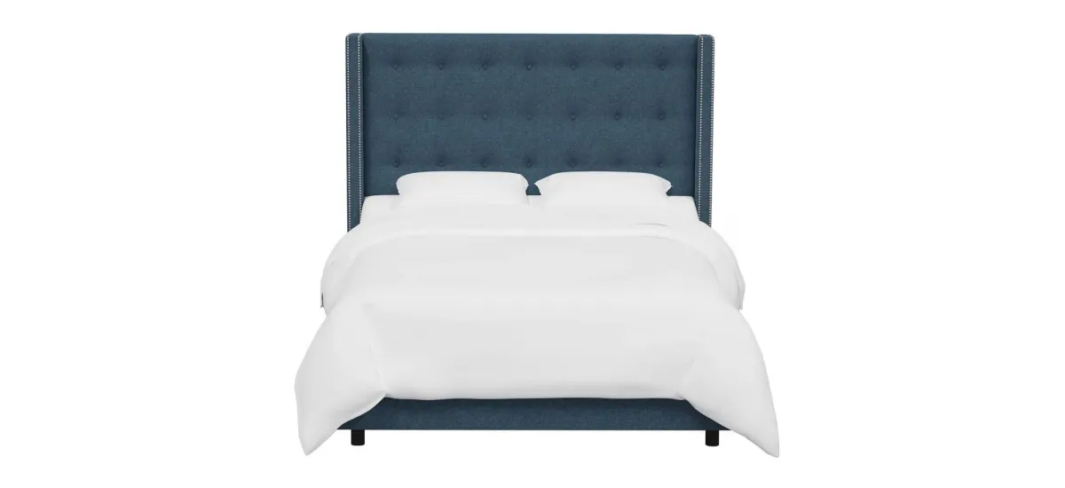 Cranford Wingback Bed in Zuma Navy by Skyline