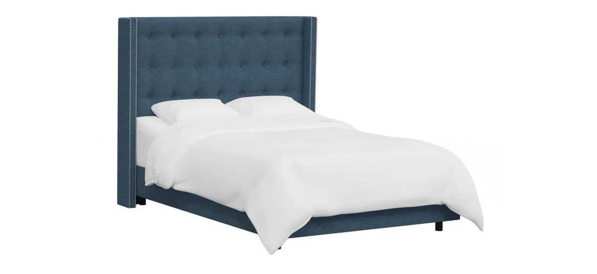 Cranford Wingback Bed in Zuma Navy by Skyline