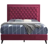Alba Upholstered Panel Bed in Burgundy by Glory Furniture