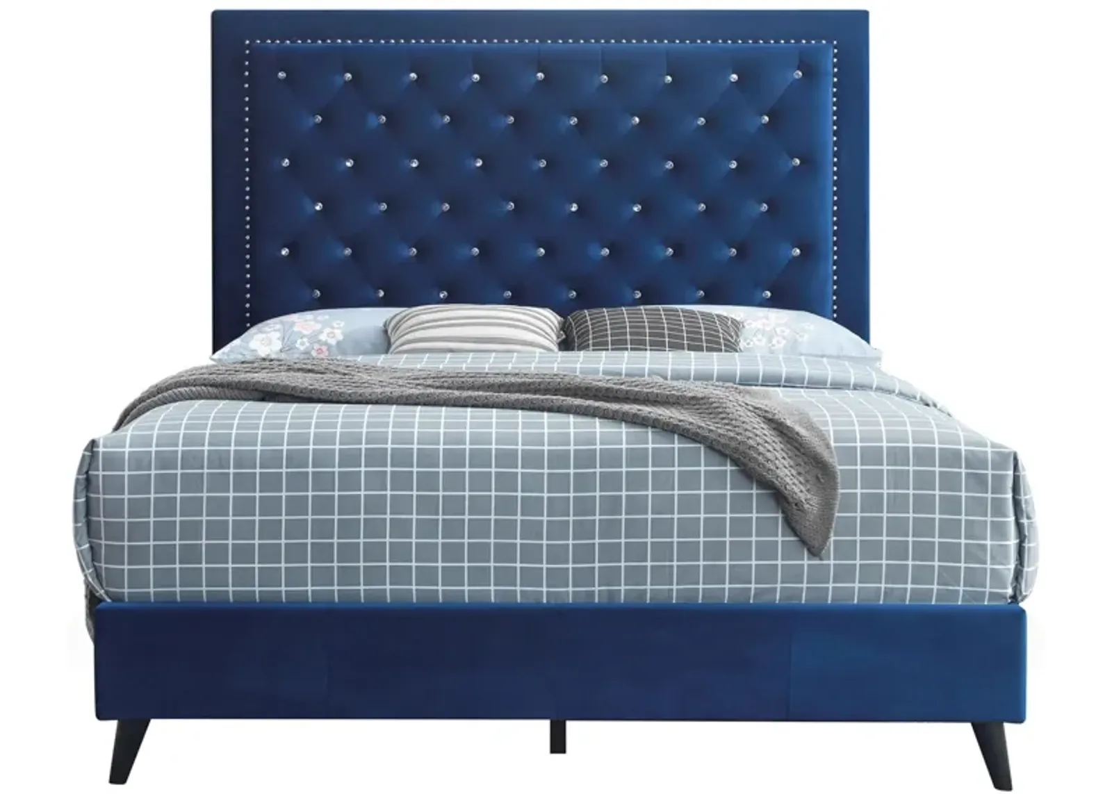 Alba Upholstered Panel Bed in Navy Blue by Glory Furniture