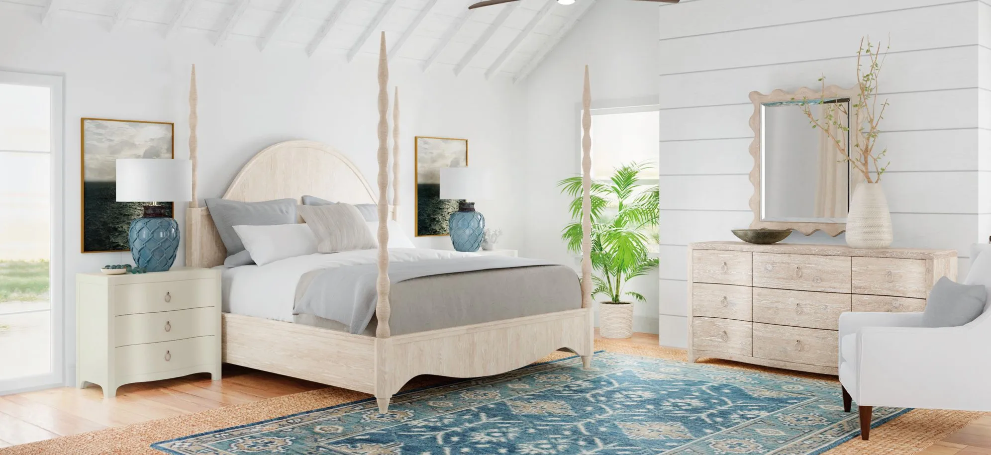 Serenity California King Poster Bed in Neptune Surf by Hooker Furniture