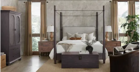 Big Sky California King Canopy Poster Bed in Charred Timber by Hooker Furniture