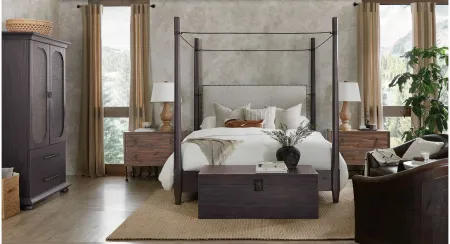 Big Sky King Canopy Poster Bed in Charred Timber by Hooker Furniture