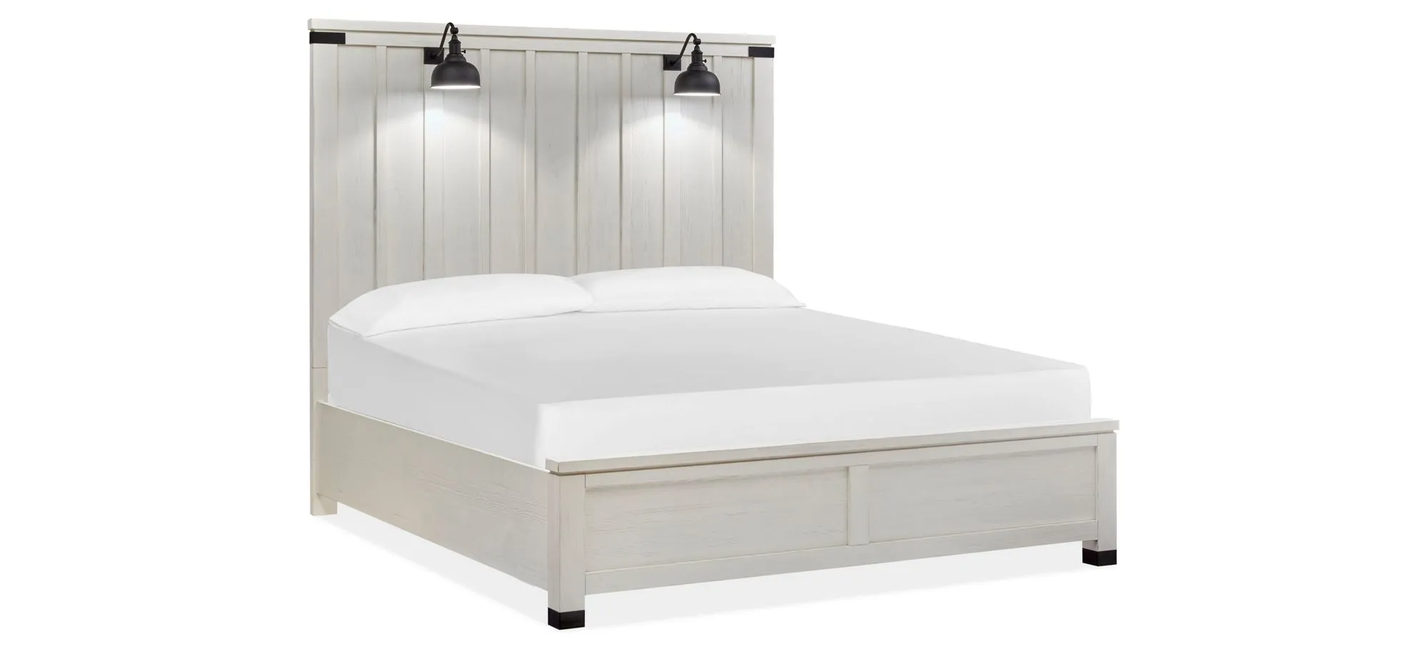 Harper Springs Panel Bed with Lighting in Silo White by Magnussen Home
