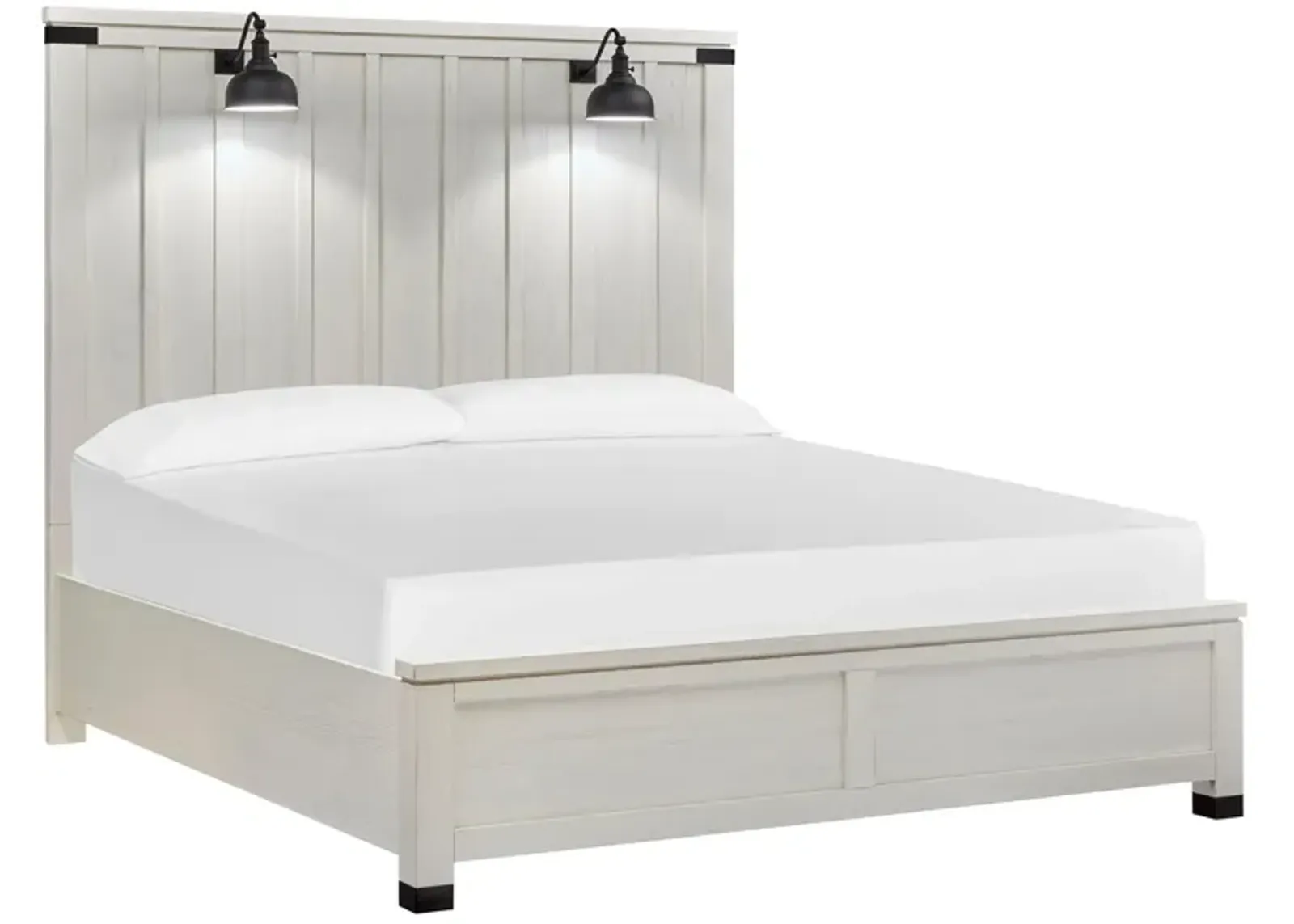 Harper Springs Panel Bed with Lighting in Silo White by Magnussen Home