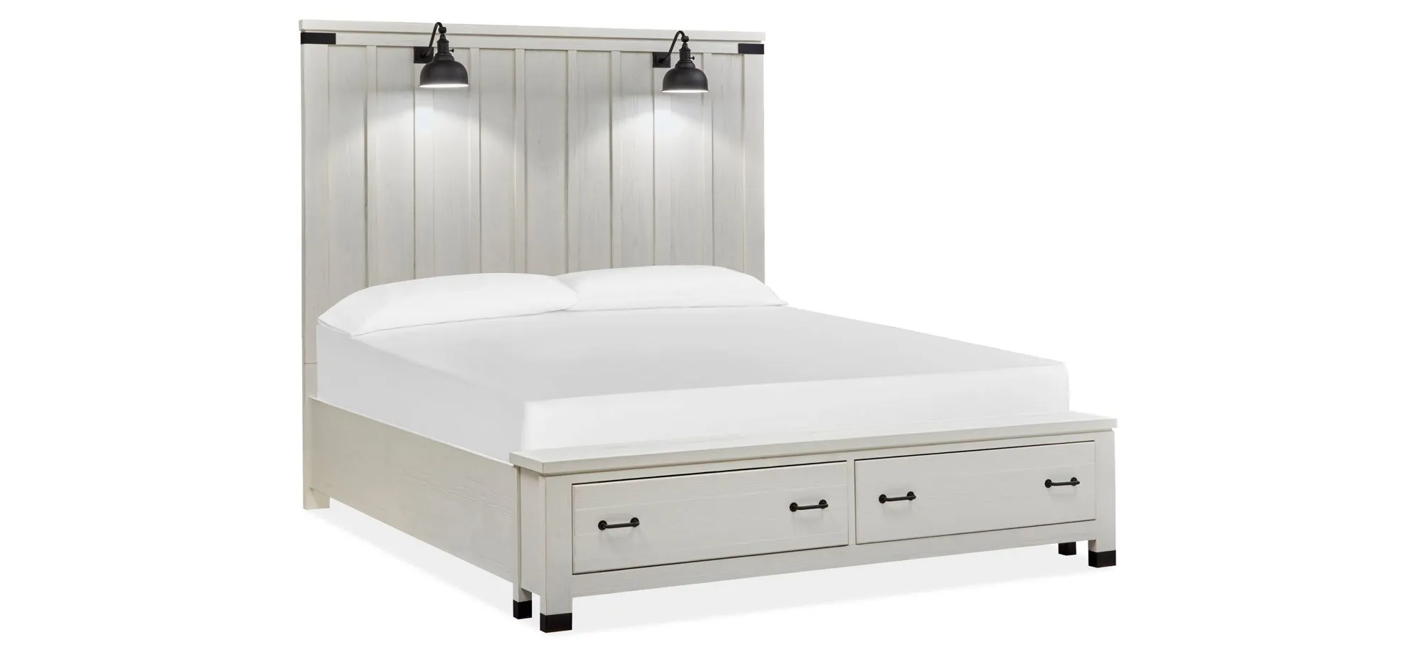Harper Springs Panel Storage Bed with Lighting in Silo White by Magnussen Home