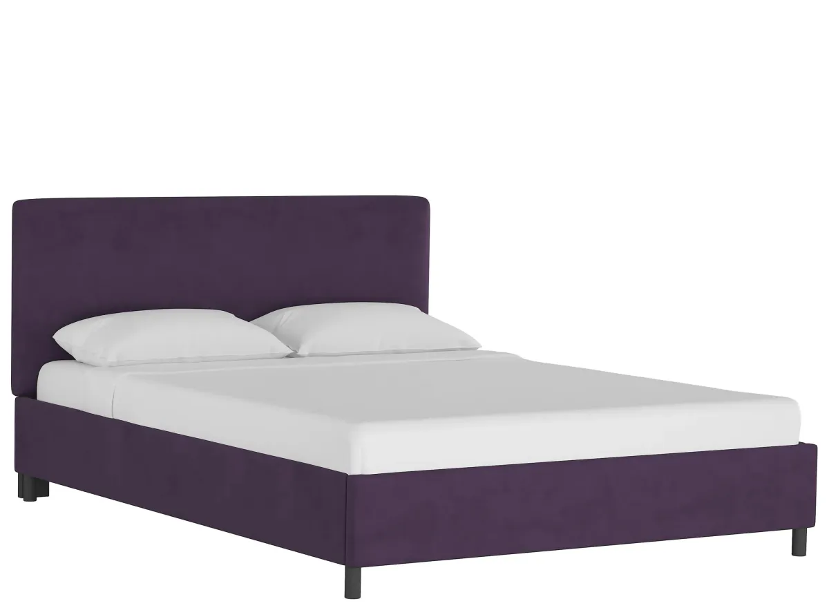 Valerie Platform Bed in Velvet Aubergine by Skyline