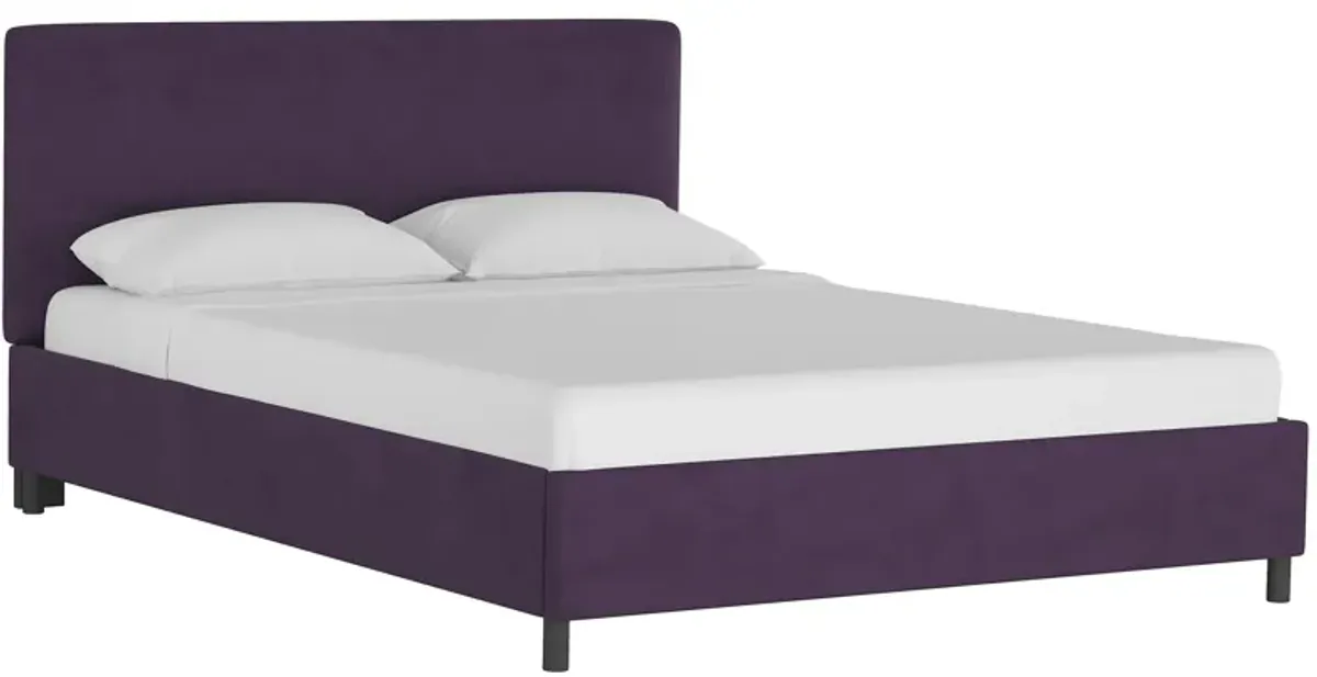 Valerie Platform Bed in Velvet Aubergine by Skyline