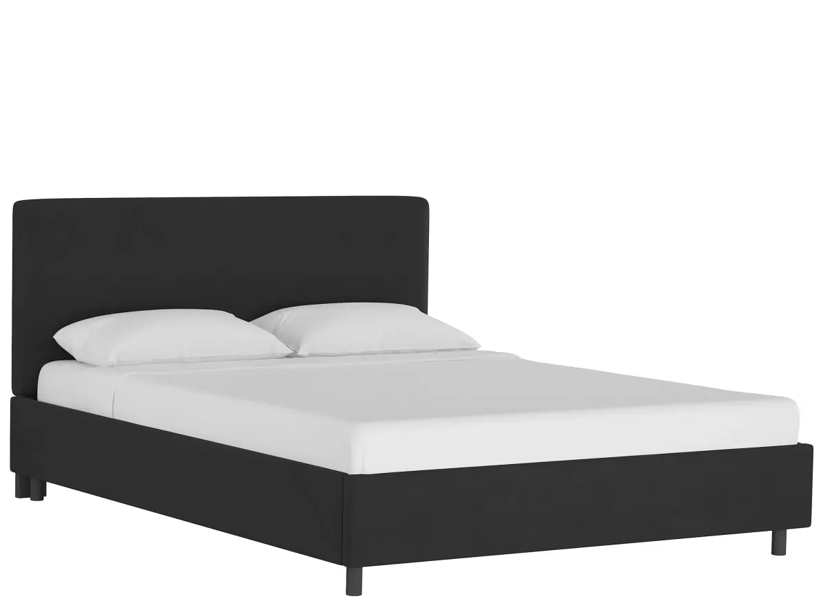 Valerie Platform Bed in Velvet Black by Skyline