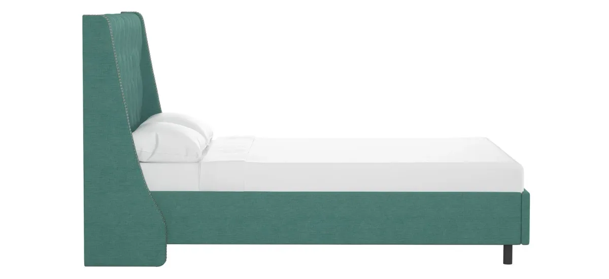 Sheridan Wingback Platform Bed in Linen Laguna by Skyline