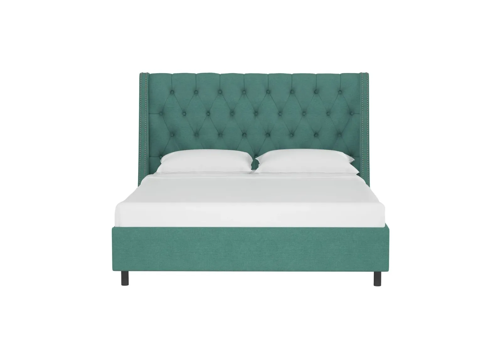 Sheridan Wingback Platform Bed in Linen Laguna by Skyline