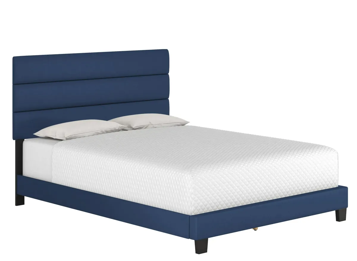 Parker Faux Leather Platform Bed in Blue by Boyd Flotation