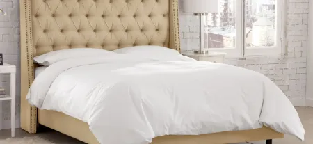 Sheridan Wingback Bed in Linen Sandstone by Skyline