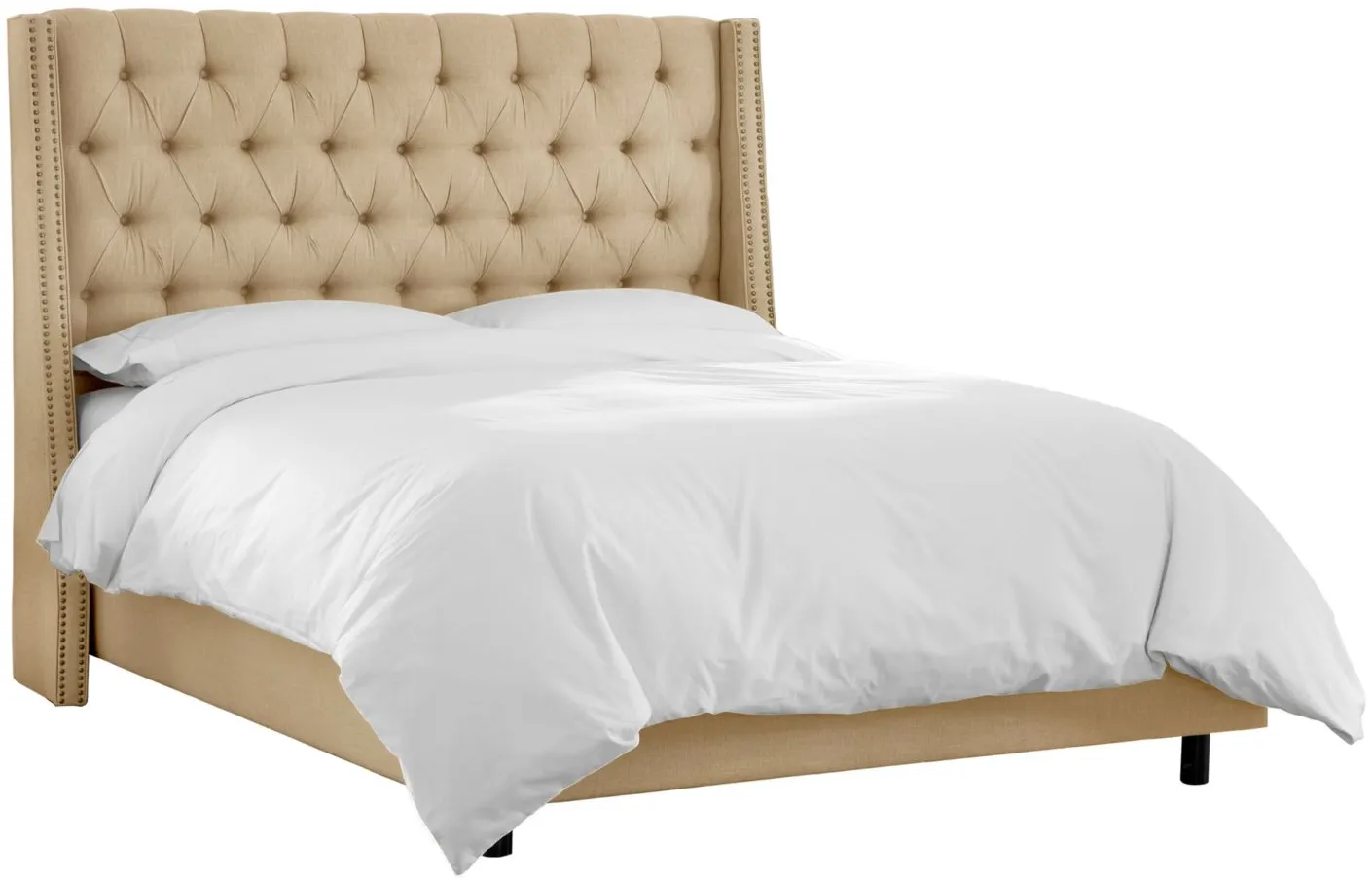 Sheridan Wingback Bed in Linen Sandstone by Skyline