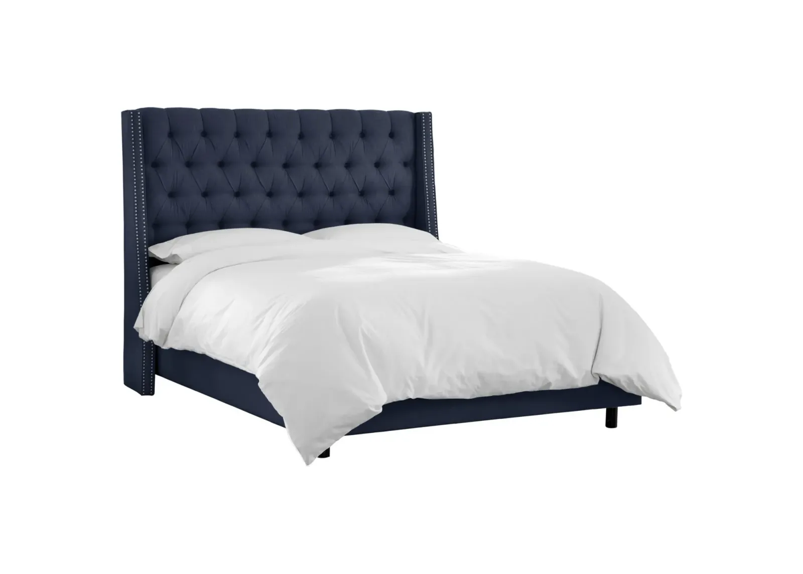 Sheridan Wingback Bed in Linen Navy by Skyline