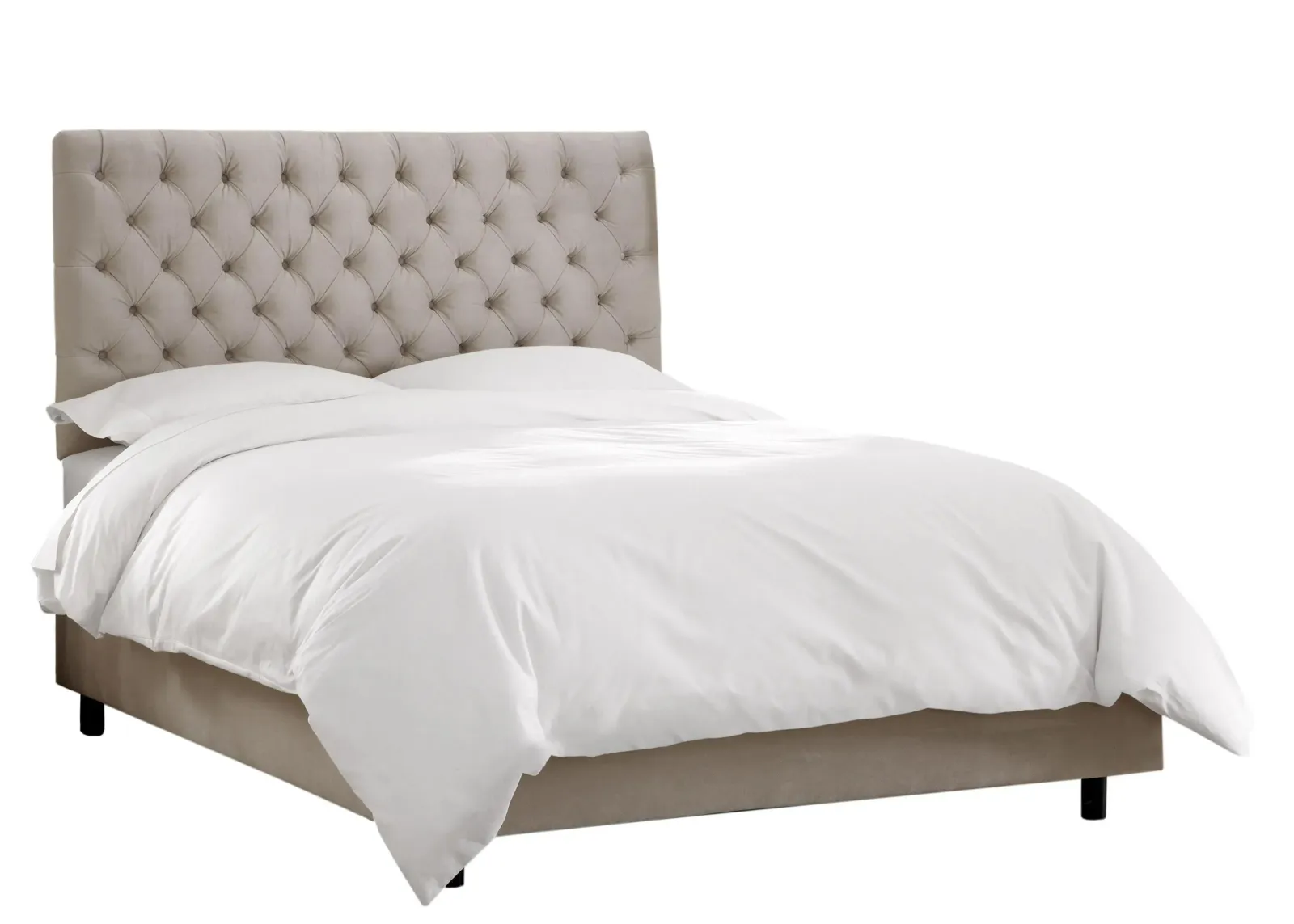 Queensbury Bed in Velvet Light Gray by Skyline