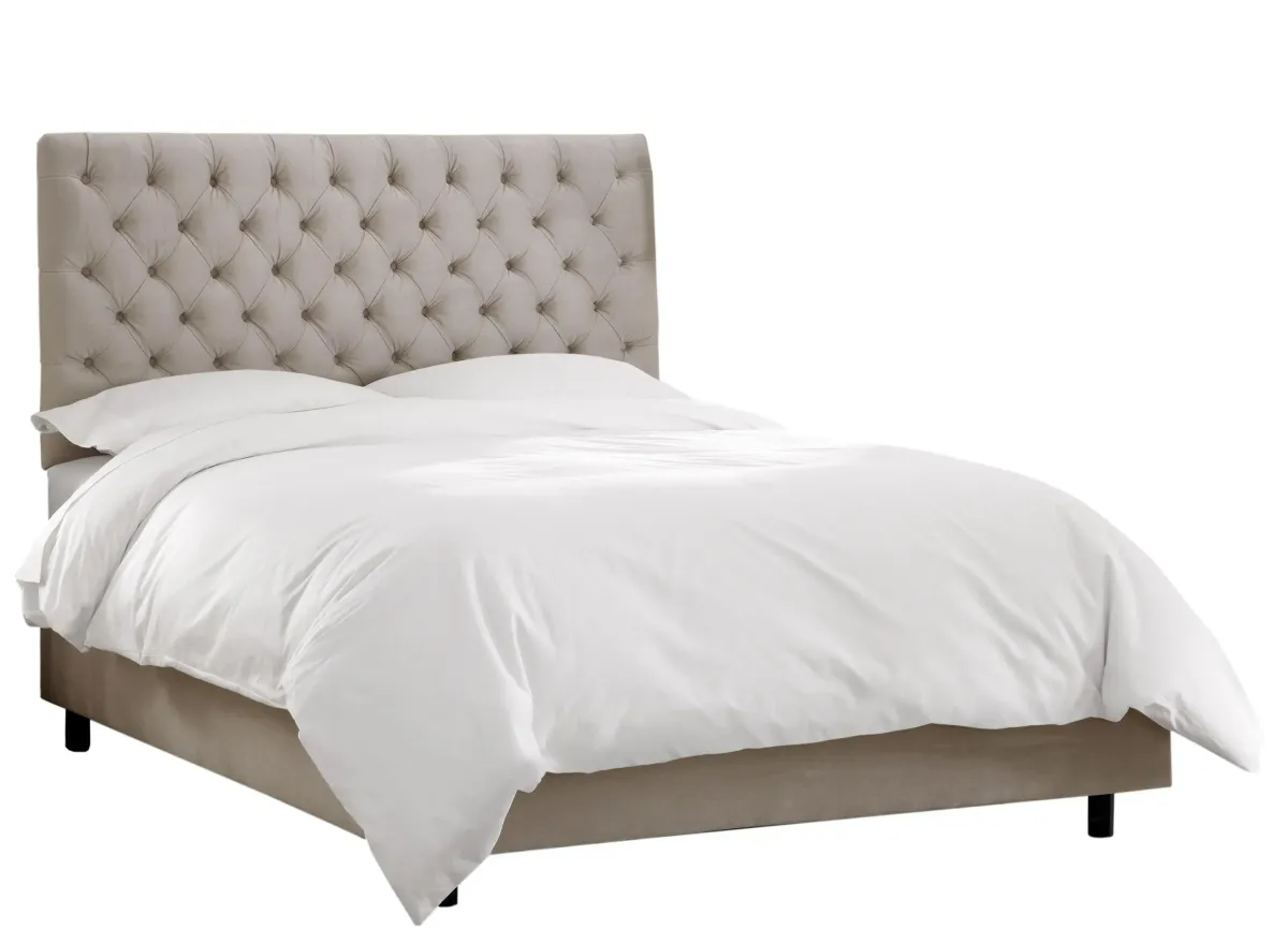 Queensbury Bed in Velvet Light Gray by Skyline