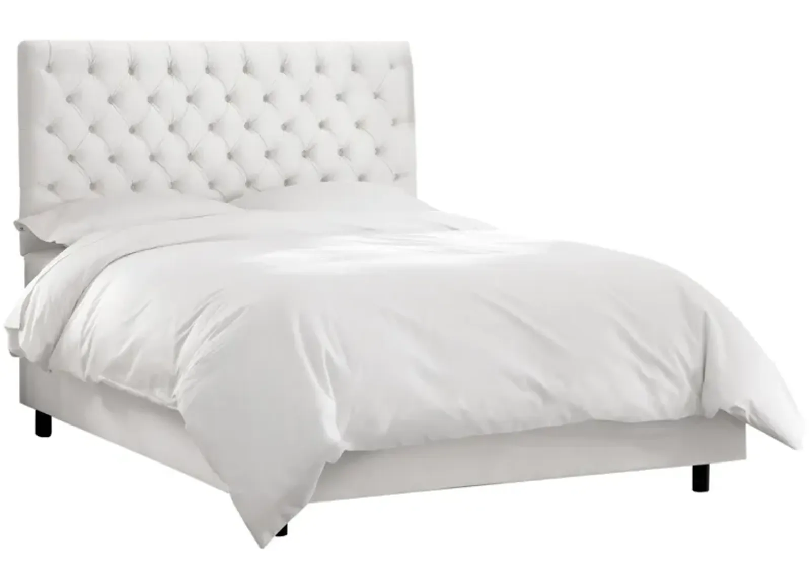 Queensbury Bed in Velvet White by Skyline