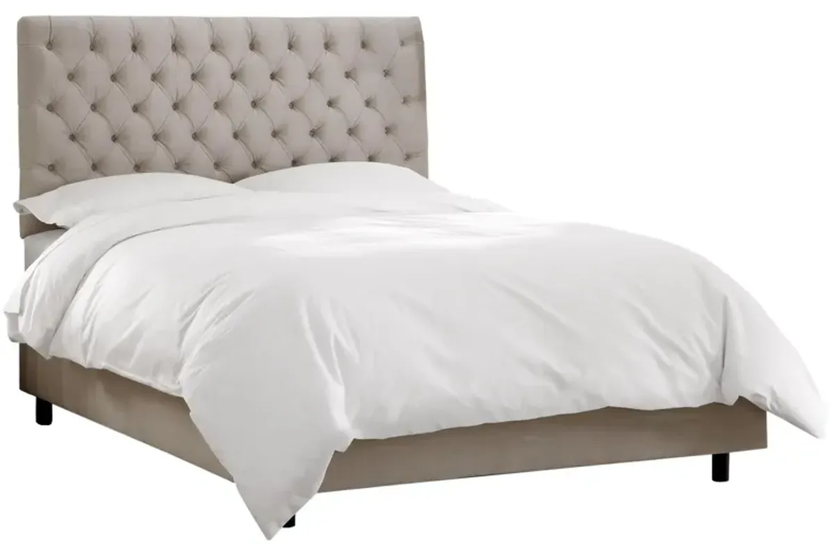 Queensbury Bed in Velvet Light Gray by Skyline