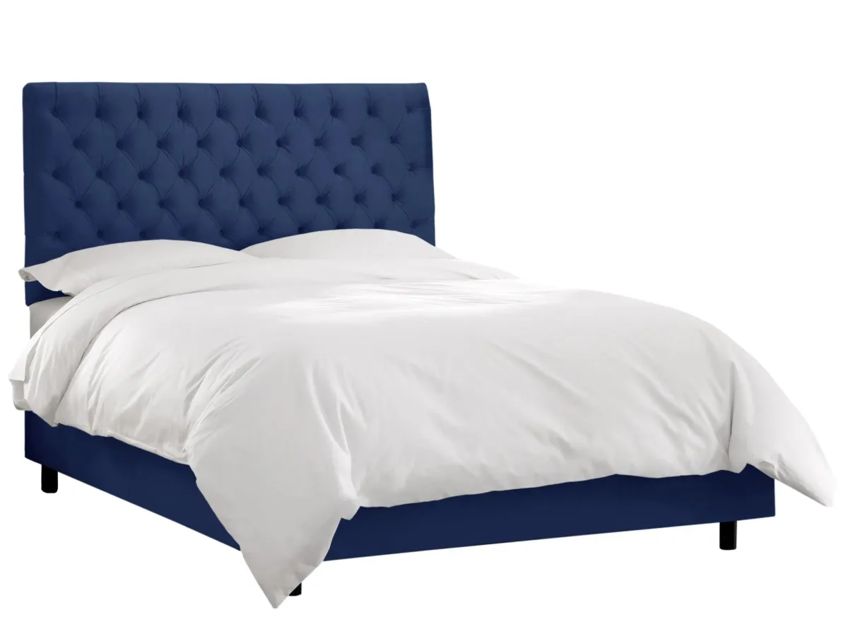 Queensbury Bed in Velvet Navy by Skyline